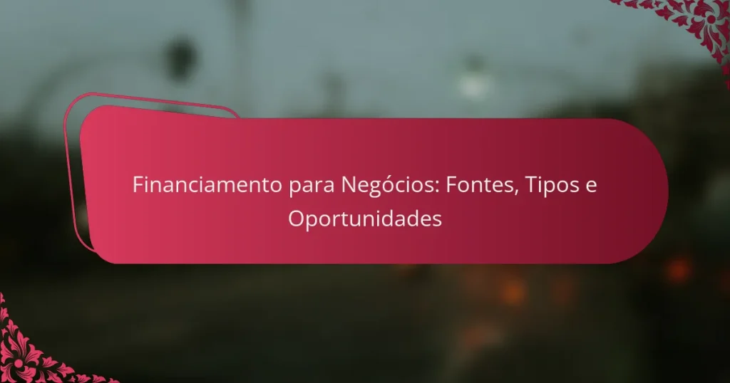 Financiamento para Negócios: Fontes, Tipos e Oportunidades