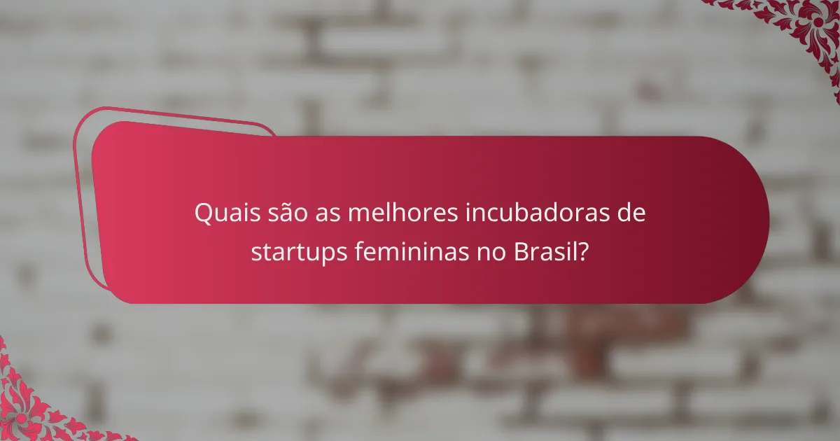 Quais são as melhores incubadoras de startups femininas no Brasil?